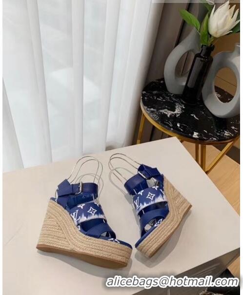 High Quality Louis Vuitton LV Escale Starboard Wedge Sandal 1A7U48 Blue 2020