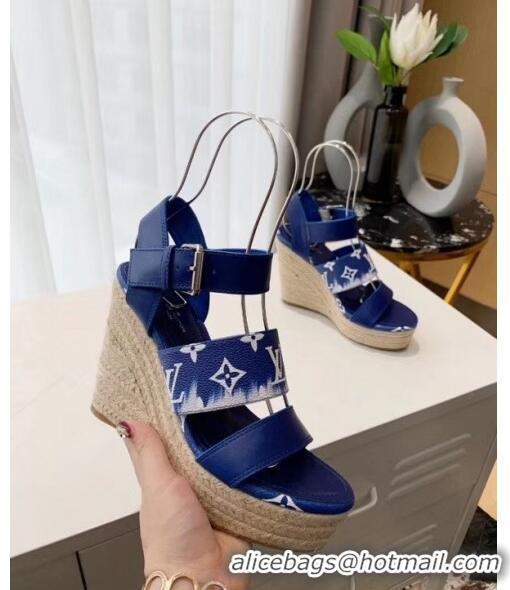 High Quality Louis Vuitton LV Escale Starboard Wedge Sandal 1A7U48 Blue 2020