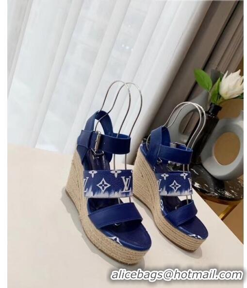 High Quality Louis Vuitton LV Escale Starboard Wedge Sandal 1A7U48 Blue 2020