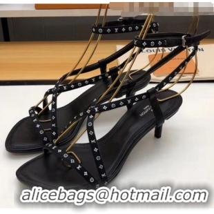 Classic Louis Vuitton Satin and Calfskin Citizen Sandal LV0646 Black 2020