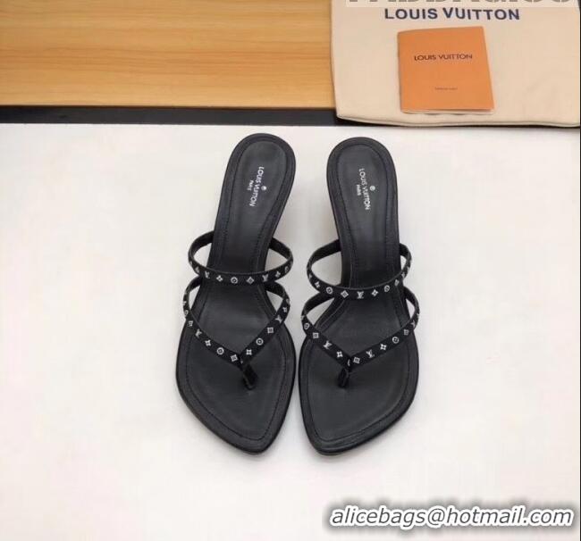 Classic Louis Vuitton Satin and Calfskin Citizen Sandal LV0646 Black 2020