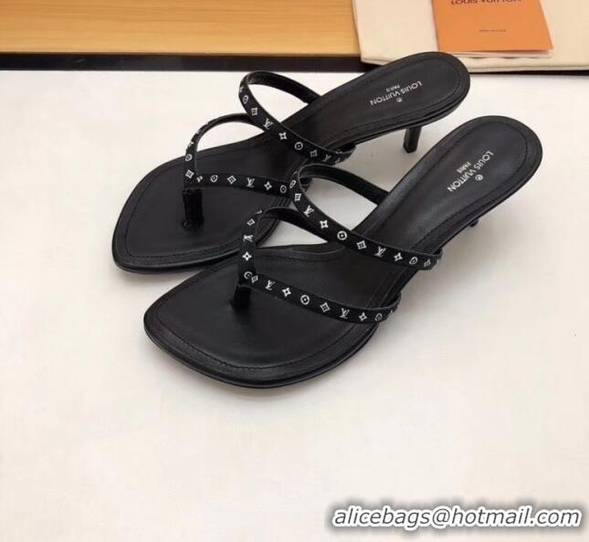 Classic Louis Vuitton Satin and Calfskin Citizen Sandal LV0646 Black 2020