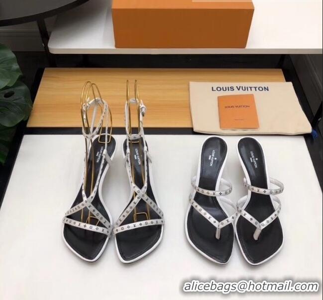 Buy Cheap Louis Vuitton Satin and Calfskin Citizen Sandal LV0647 White 2020