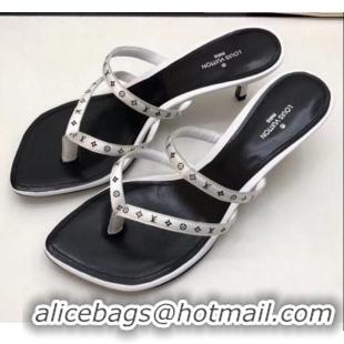 Discount Louis Vuitton Satin and Calfskin Citizen Thong Sandal LV0649 White 2020