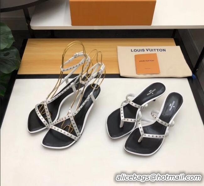 Discount Louis Vuitton Satin and Calfskin Citizen Thong Sandal LV0649 White 2020