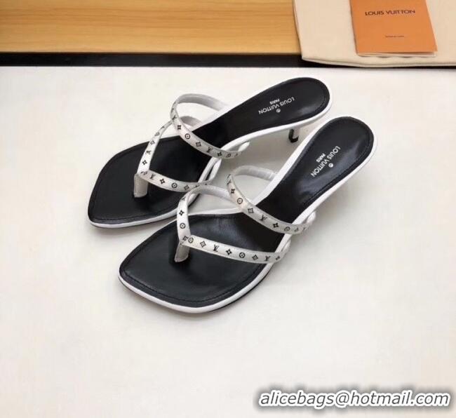 Discount Louis Vuitton Satin and Calfskin Citizen Thong Sandal LV0649 White 2020