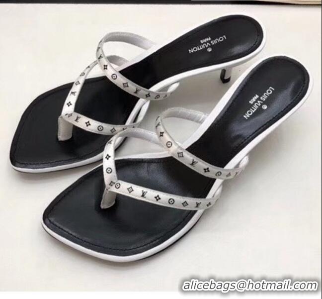 Discount Louis Vuitton Satin and Calfskin Citizen Thong Sandal LV0649 White 2020