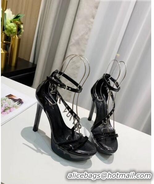 Market Sells Louis Vuitton Patent Leather Melody Platform Sandal LV0653 Black 2020