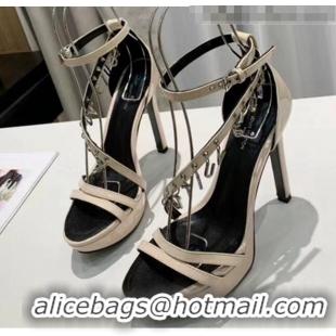 Top Quality Louis Vuitton Patent Leather Melody Platform Sandal LV0654 Beige 2020