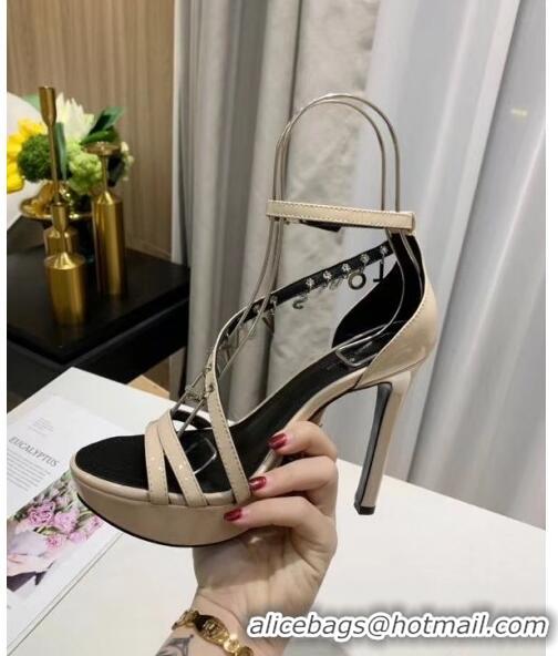 Top Quality Louis Vuitton Patent Leather Melody Platform Sandal LV0654 Beige 2020