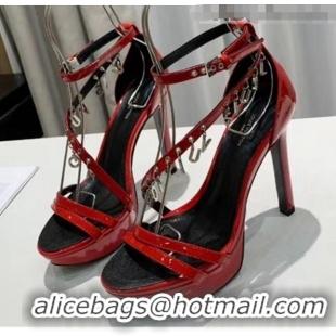 Imitation Louis Vuitton Patent Leather Melody Platform Sandal LV0655 Red 2020