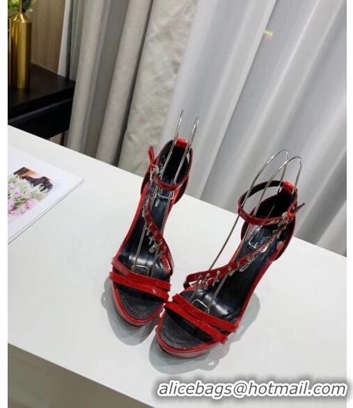 Imitation Louis Vuitton Patent Leather Melody Platform Sandal LV0655 Red 2020