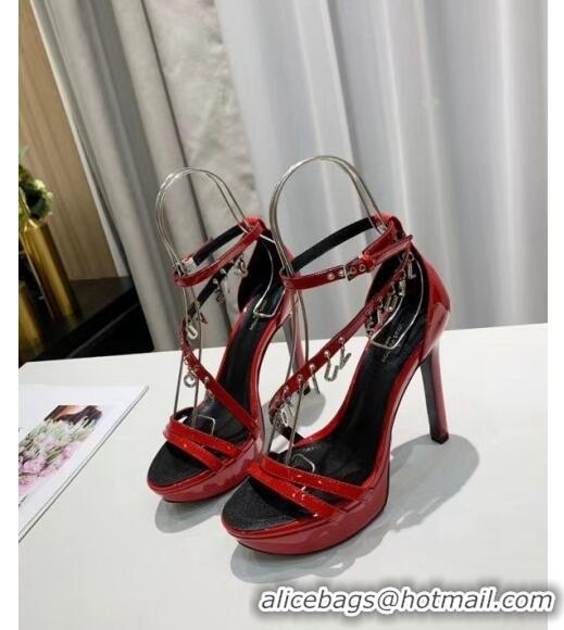 Imitation Louis Vuitton Patent Leather Melody Platform Sandal LV0655 Red 2020