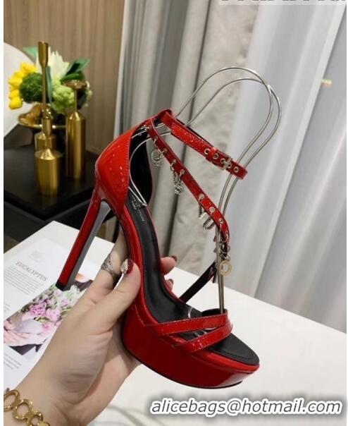 Imitation Louis Vuitton Patent Leather Melody Platform Sandal LV0655 Red 2020