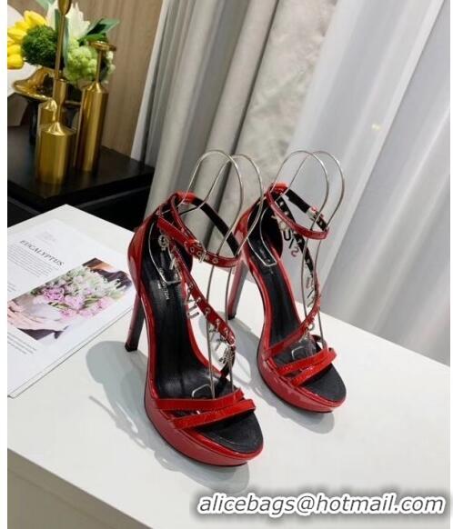 Imitation Louis Vuitton Patent Leather Melody Platform Sandal LV0655 Red 2020