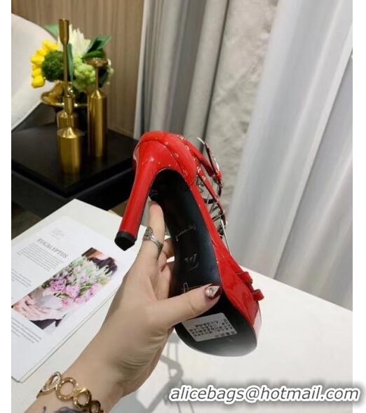 Imitation Louis Vuitton Patent Leather Melody Platform Sandal LV0655 Red 2020