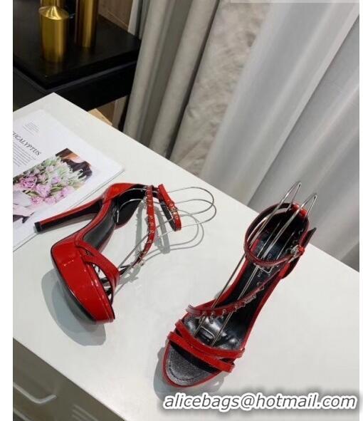 Imitation Louis Vuitton Patent Leather Melody Platform Sandal LV0655 Red 2020