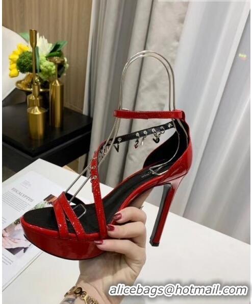 Imitation Louis Vuitton Patent Leather Melody Platform Sandal LV0655 Red 2020