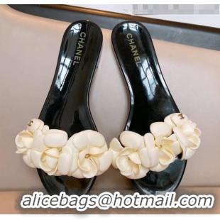 Buy Inexpensive Chanel TPU Camellia Slipper Sandals CC1303 Black/Beige 2020