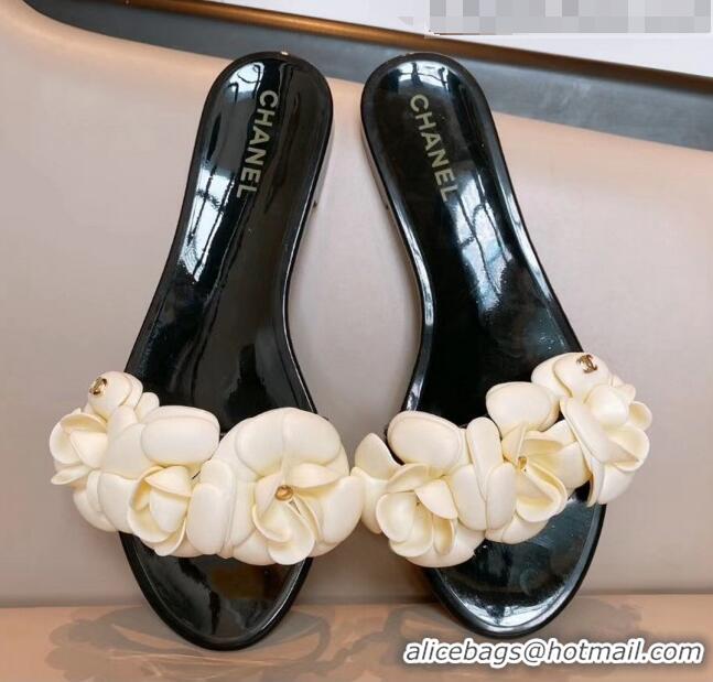 Buy Inexpensive Chanel TPU Camellia Slipper Sandals CC1303 Black/Beige 2020