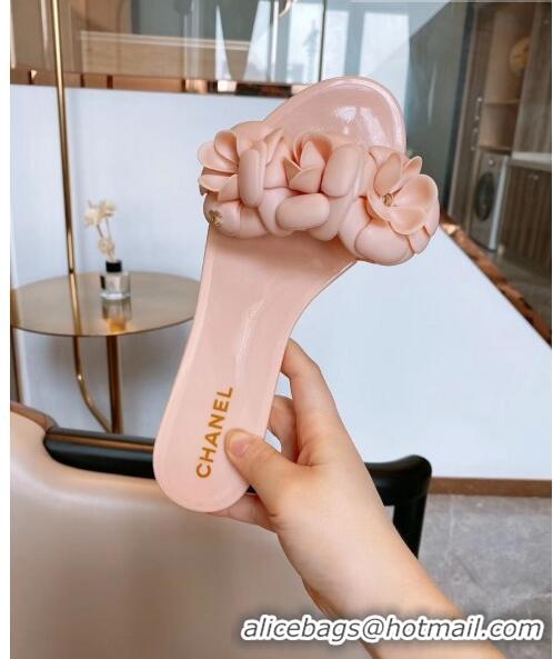 Low Cost Chanel TPU Camellia Slipper Sandals CC1303 Pink 2020