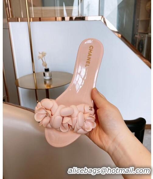 Low Cost Chanel TPU Camellia Slipper Sandals CC1303 Pink 2020