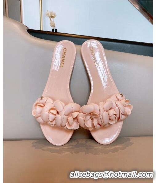 Low Cost Chanel TPU Camellia Slipper Sandals CC1303 Pink 2020