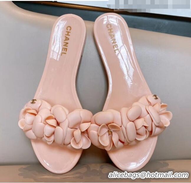 Low Cost Chanel TPU Camellia Slipper Sandals CC1303 Pink 2020