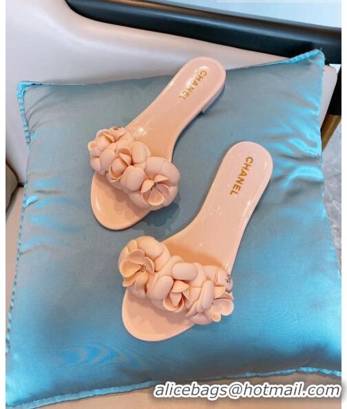 Low Cost Chanel TPU Camellia Slipper Sandals CC1303 Pink 2020