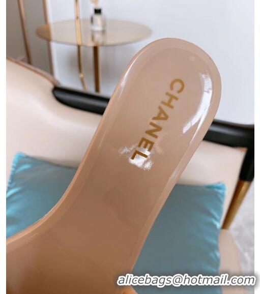 Good Quality Chanel TPU Camellia Slipper Sandals CC1303 Nude 2020