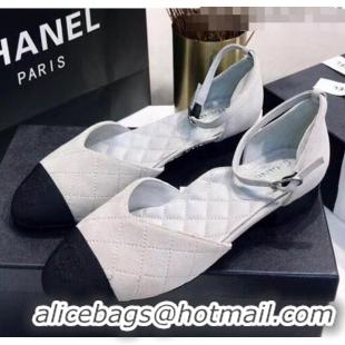 Reasonable Price Chanel Mary Janes Ballerina G36048 in Suede Calfskin & Grosgrain Light Grey 2020