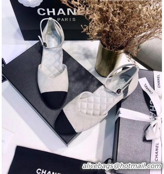 Reasonable Price Chanel Mary Janes Ballerina G36048 in Suede Calfskin & Grosgrain Light Grey 2020