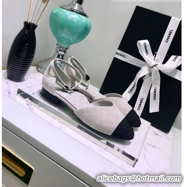 Reasonable Price Chanel Mary Janes Ballerina G36048 in Suede Calfskin & Grosgrain Light Grey 2020