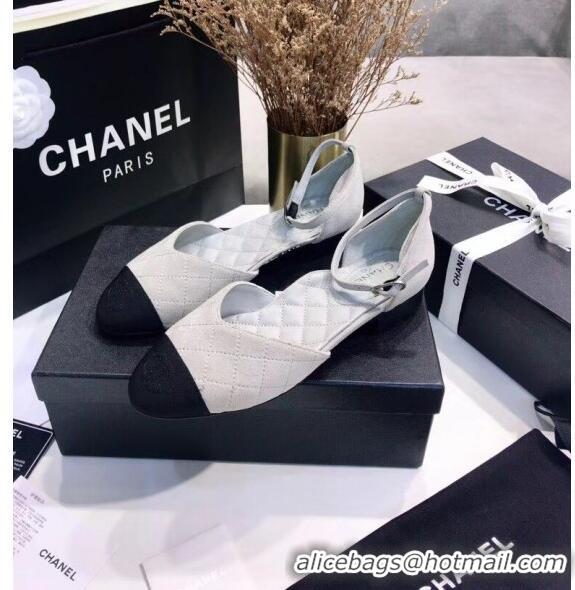 Reasonable Price Chanel Mary Janes Ballerina G36048 in Suede Calfskin & Grosgrain Light Grey 2020