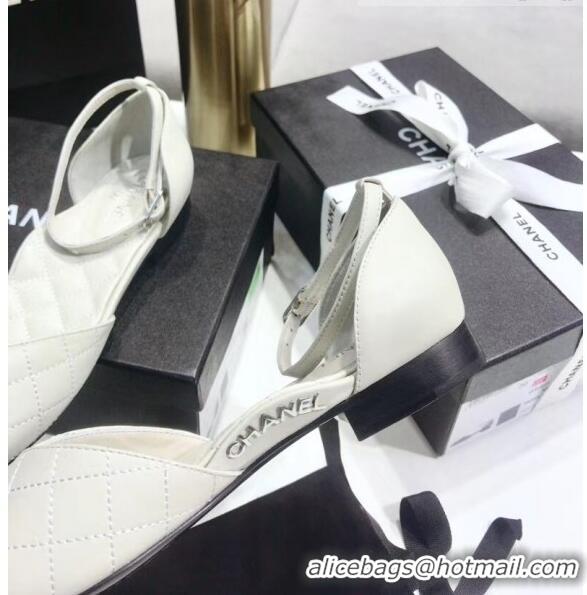 Free Shipping Chanel Mary Janes Ballerina in Calfskin & Grosgrain G36048 Off-White 2020