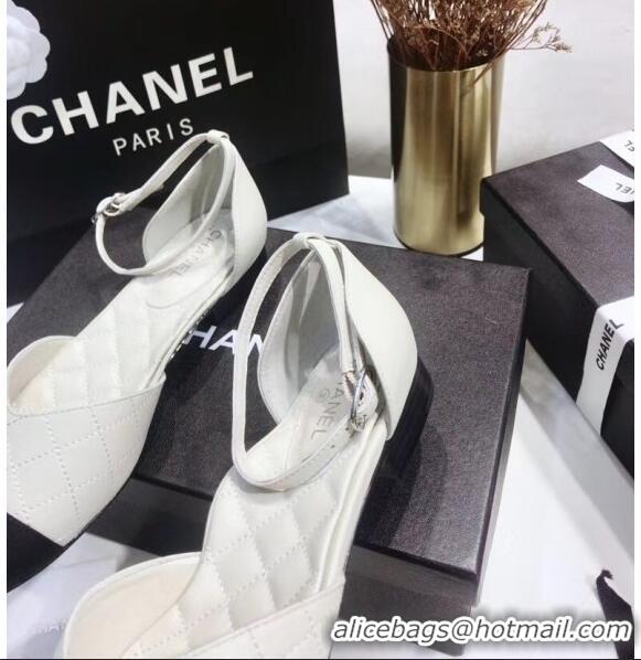 Free Shipping Chanel Mary Janes Ballerina in Calfskin & Grosgrain G36048 Off-White 2020