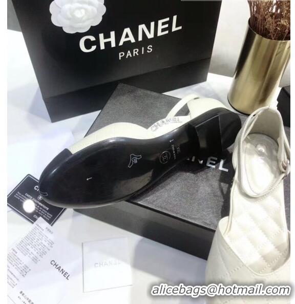 Free Shipping Chanel Mary Janes Ballerina in Calfskin & Grosgrain G36048 Off-White 2020