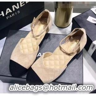 Cheap Chanel Mary Janes Ballerina in Suede Calfskin & Grosgrain G36048 Beige 2020