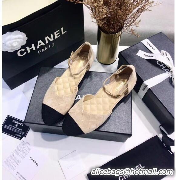 Cheap Chanel Mary Janes Ballerina in Suede Calfskin & Grosgrain G36048 Beige 2020