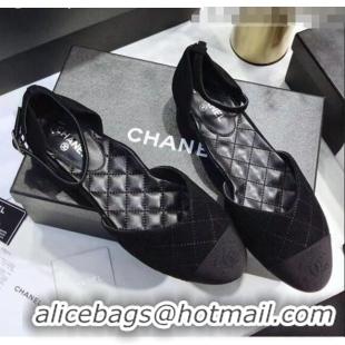 Classic Chanel Mary Janes Ballerina in Suede Calfskin & Grosgrain G36048 Black 2020