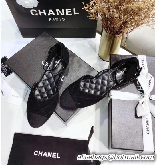 Classic Chanel Mary Janes Ballerina in Suede Calfskin & Grosgrain G36048 Black 2020