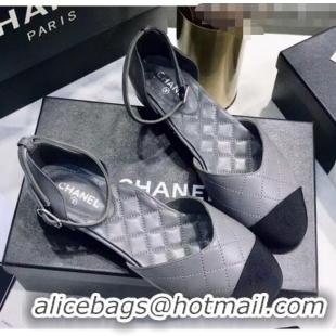 Inexpensive Chanel Mary Janes Ballerina in Calfskin & Grosgrain G36048 Grey 2020