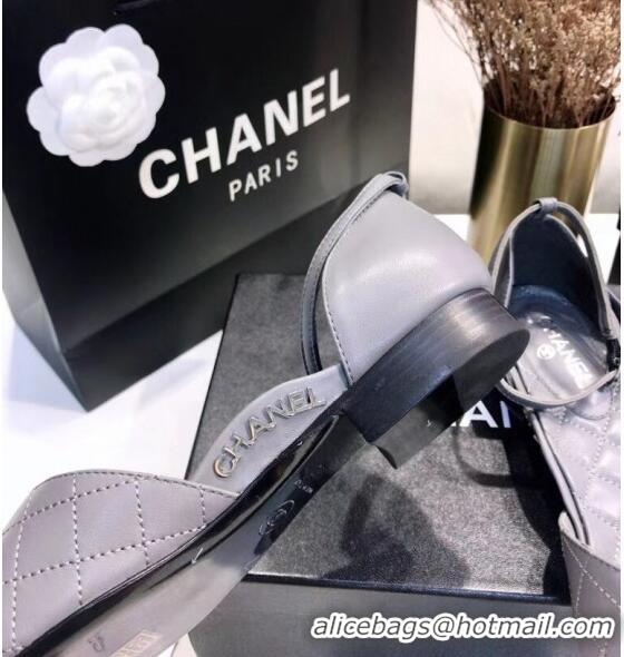 Inexpensive Chanel Mary Janes Ballerina in Calfskin & Grosgrain G36048 Grey 2020