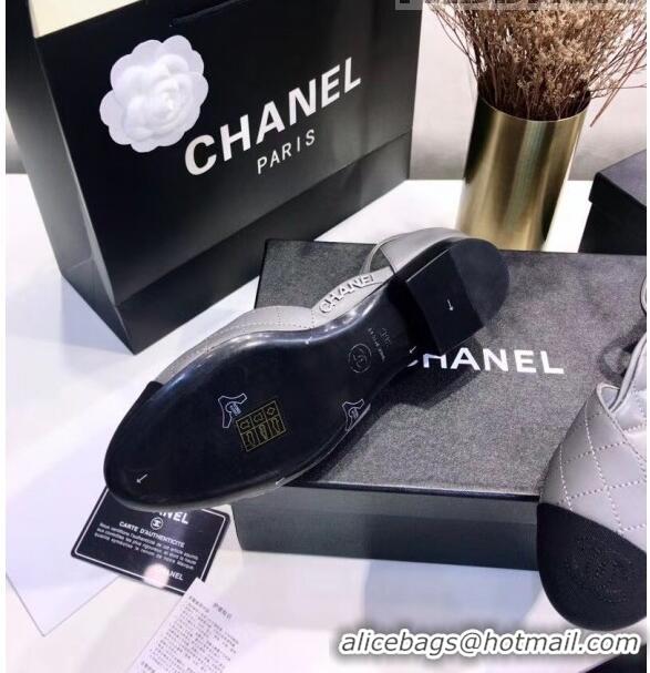 Inexpensive Chanel Mary Janes Ballerina in Calfskin & Grosgrain G36048 Grey 2020