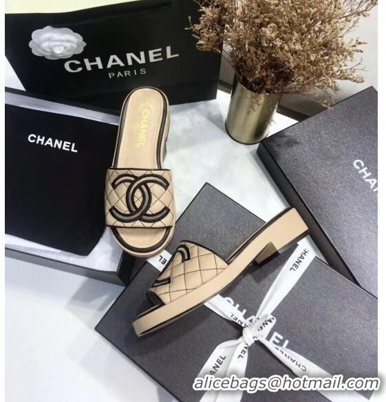 Low Cost Chanel Quilting Lambskin Mules Sandals G35903 Apricot 2020