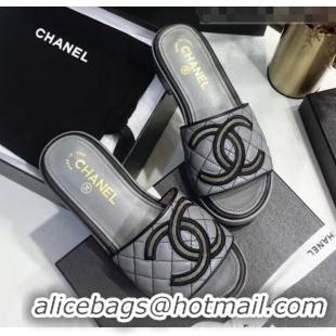 Reasonable Price Chanel Quilting Lambskin Mules Sandals G35903 Grey 2020