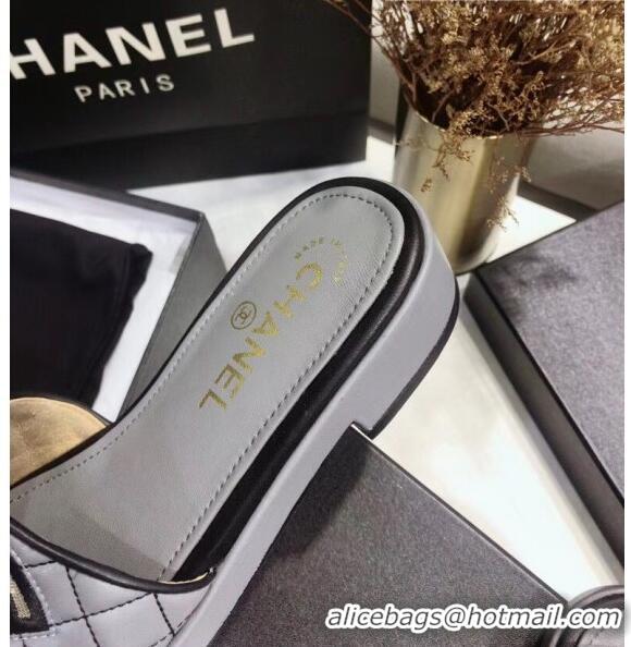 Reasonable Price Chanel Quilting Lambskin Mules Sandals G35903 Grey 2020