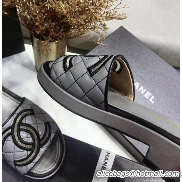 Reasonable Price Chanel Quilting Lambskin Mules Sandals G35903 Grey 2020