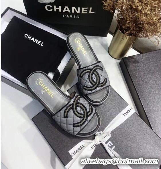 Reasonable Price Chanel Quilting Lambskin Mules Sandals G35903 Grey 2020