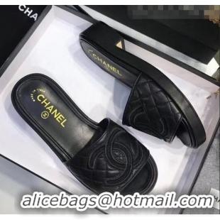 Discount Chanel Quilting Lambskin Mules Sandals G35903 Black 2020